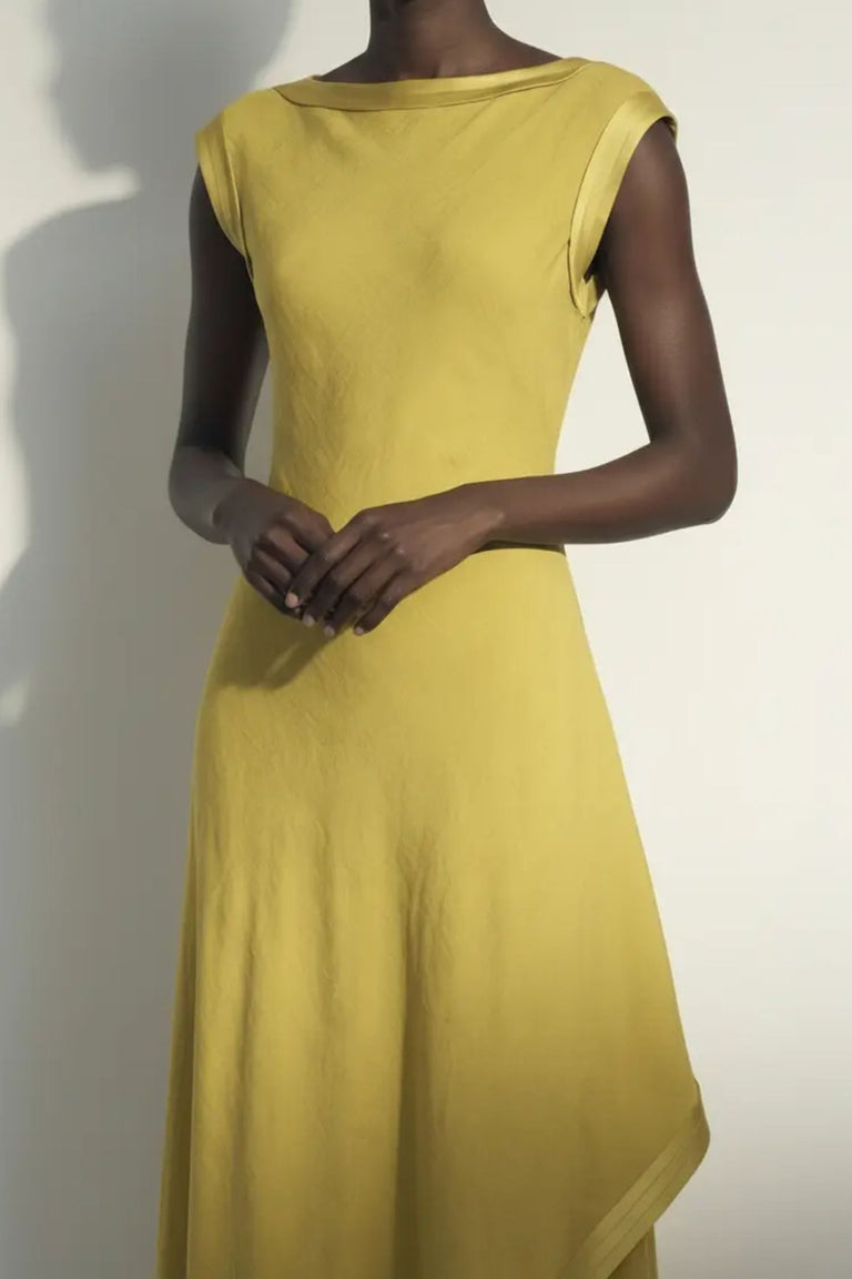WASHED TWILL ASYMMETRICAL GOWN view 2