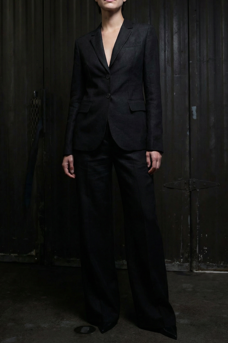 WASHED TWILL SINGLE-BREASTED BLAZER view 1