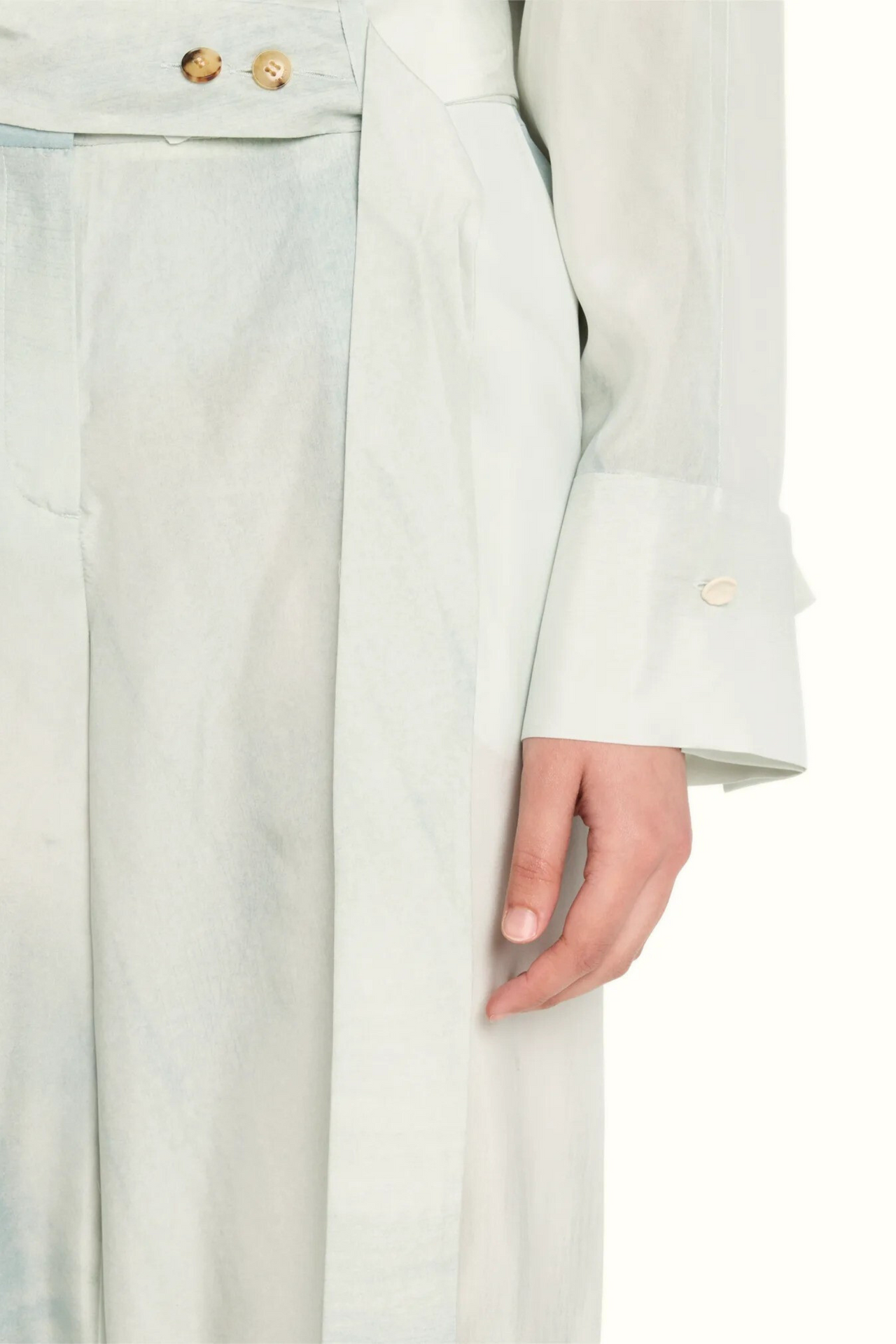 High-Rise Pleat Front Straight-Leg Silk Habotai Pant – lightweight, fluid, and effortlessly elegant with an extended belt detail. view 4