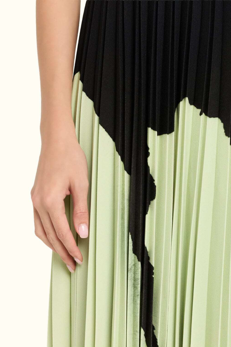 WATERCOLOR FLORAL MATTE CREPE PLEATED DRESS view 4