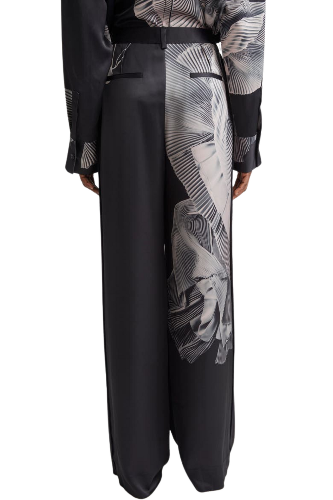 DANCING PLEAT PRINTED DOUBLE-FACE SATIN STRAIGHT-LEG view 3