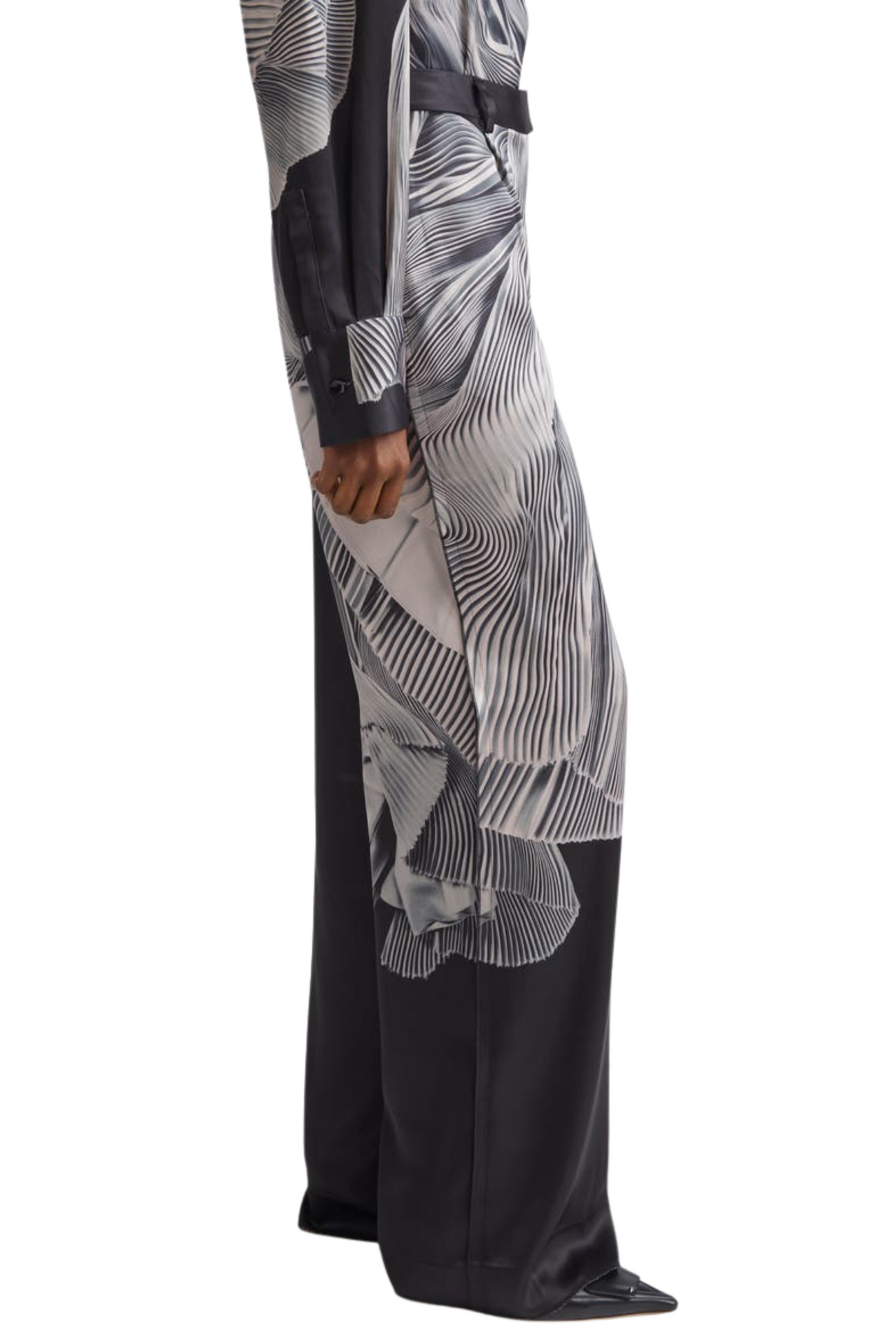 DANCING PLEAT PRINTED DOUBLE-FACE SATIN STRAIGHT-LEG view 2