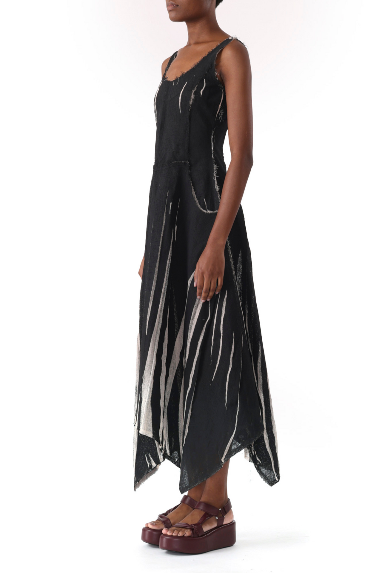 GAUZE SCREEN PRINTED TANK DRESS WITH HANDKERCHIEF view 3