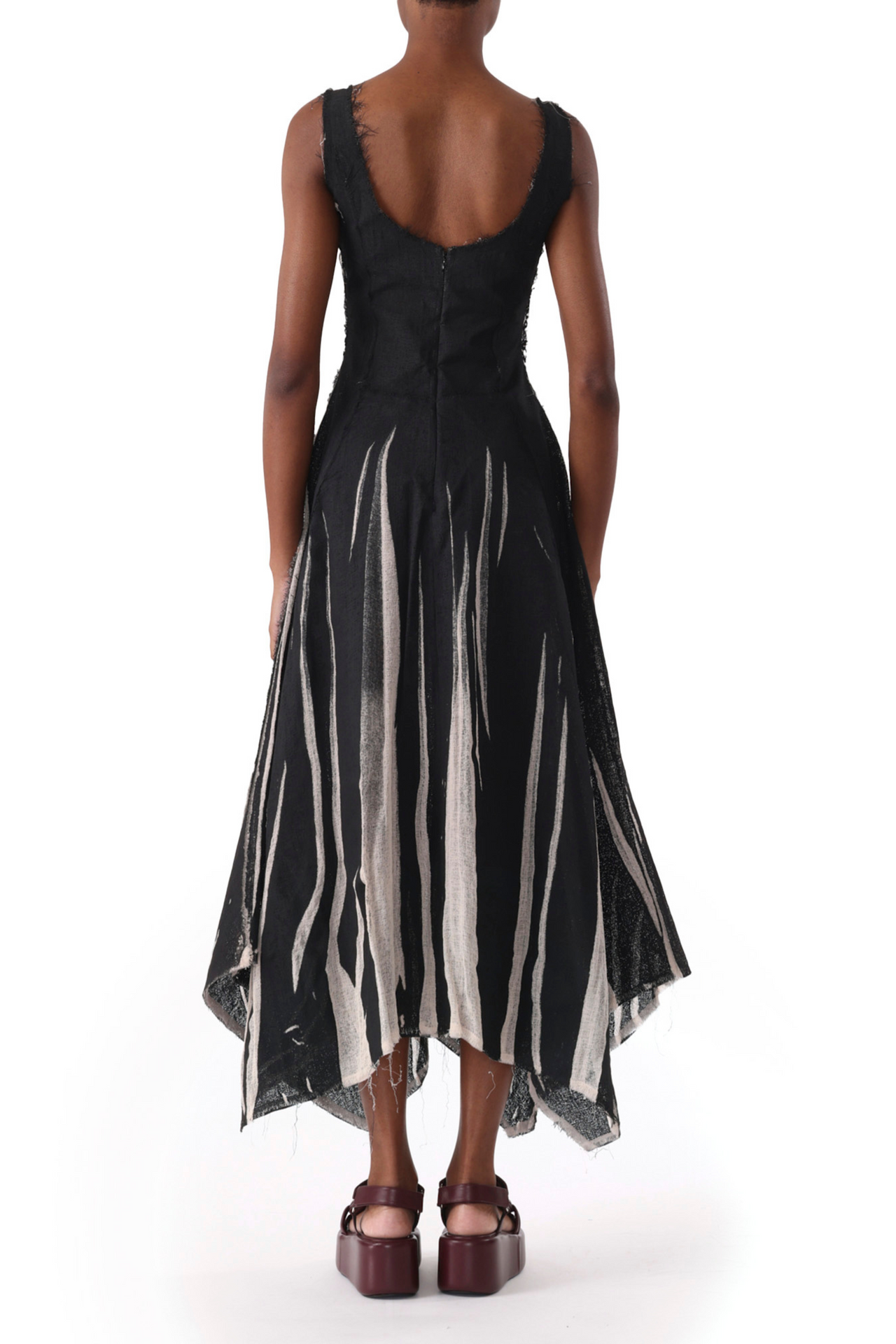 GAUZE SCREEN PRINTED TANK DRESS WITH HANDKERCHIEF view 4