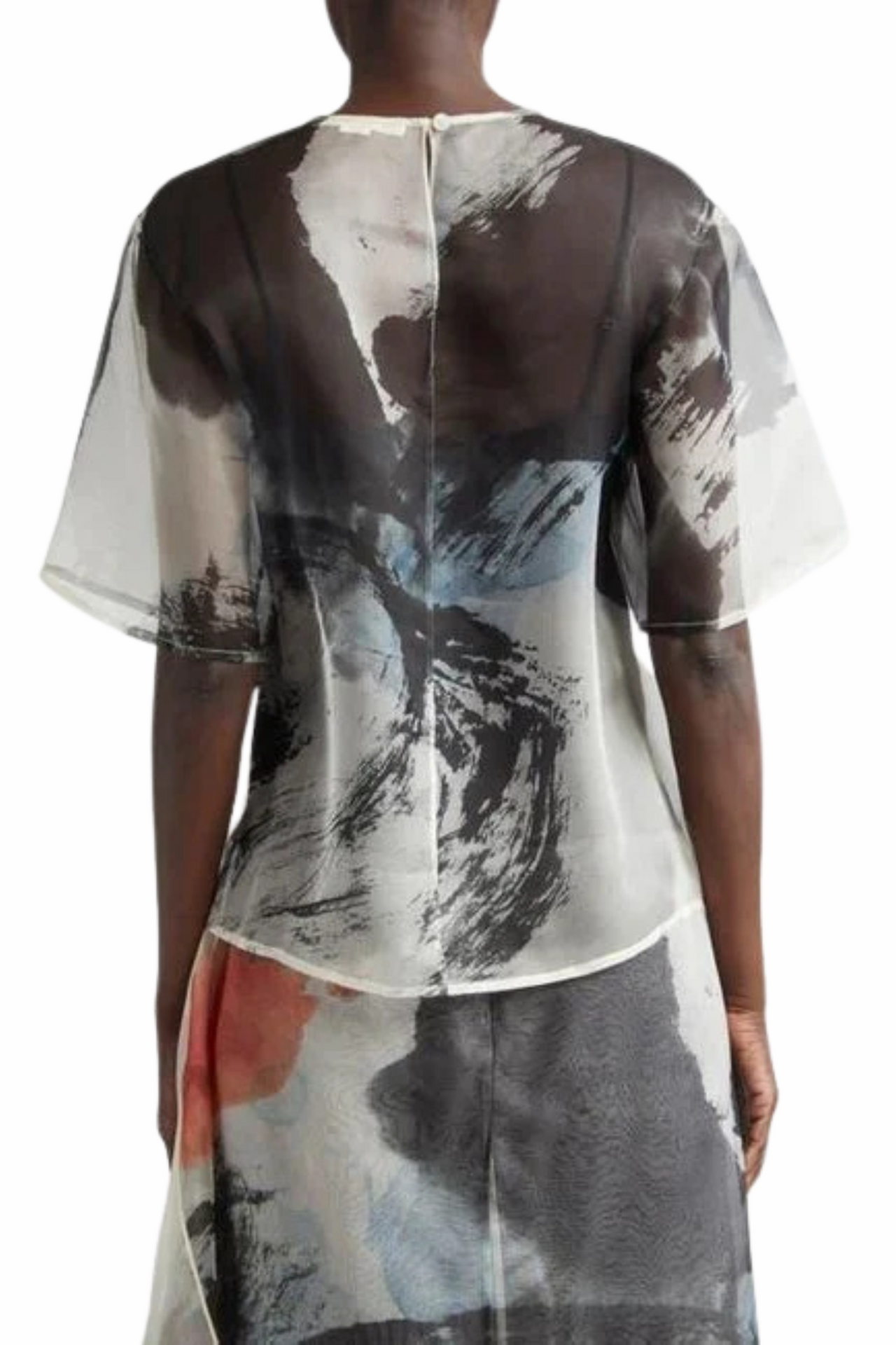 SILK ORGANZA OVERSIZED CREWNECK T-SHIRT WITH ARTWORK BY TONG YANG TZE view 4