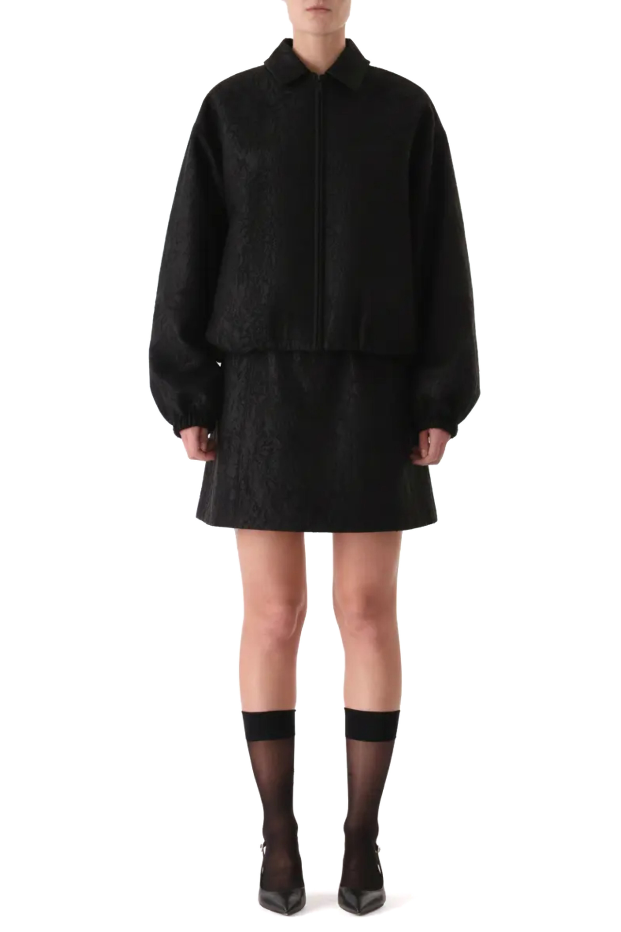 TEXTURED FRAY JACQUARD JACKET view 1