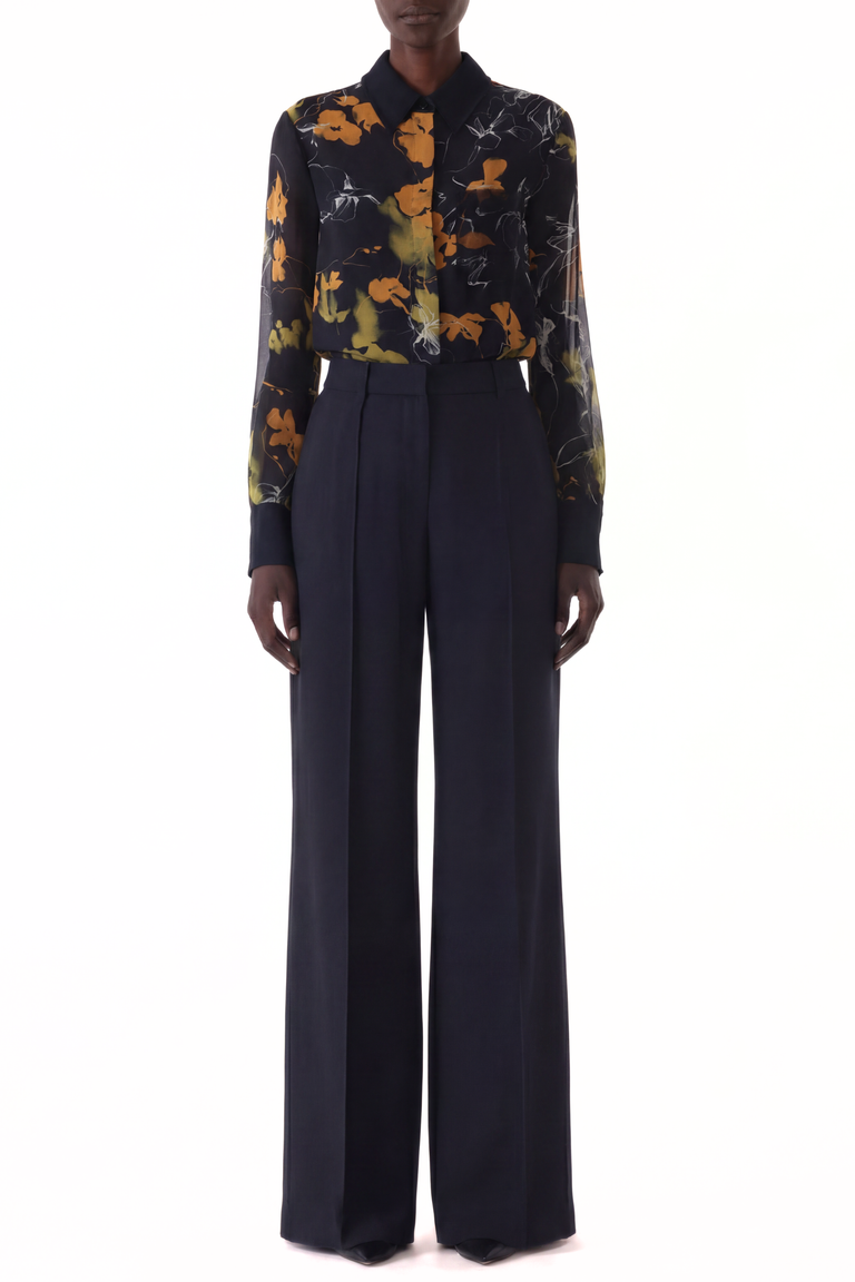 SHADOW FLORAL CREPE CHIFFON BUTTON-UP SHIRT view 2