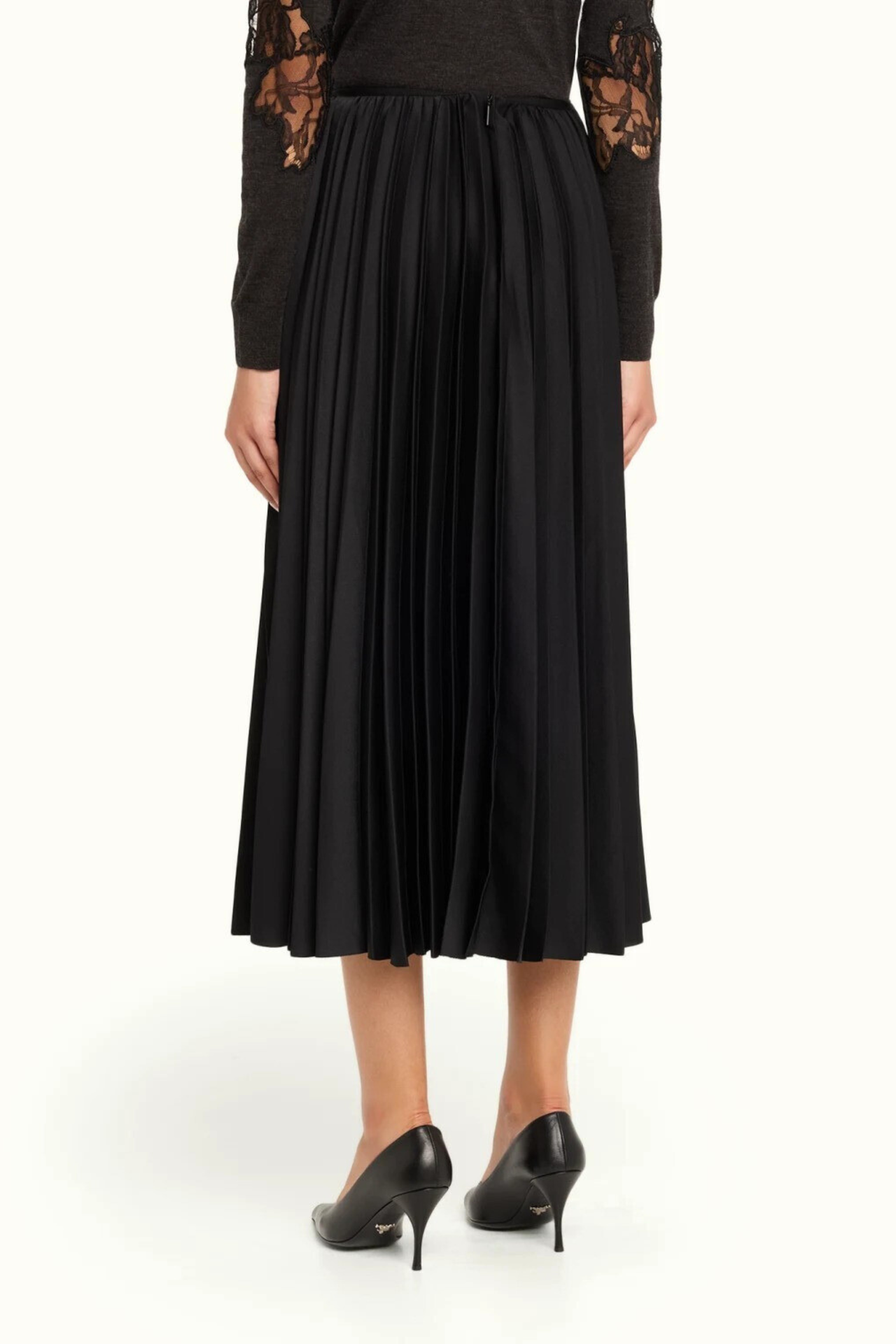 CREPE SATIN PLEATED MIDI SKIRT view 3