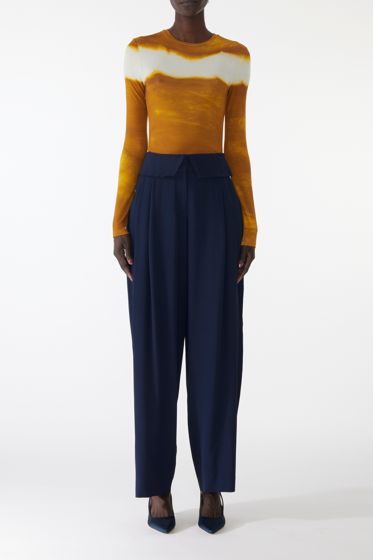 PLEAT- FRONT PANTS WITH FOLDOVER WAISTBAND view 2