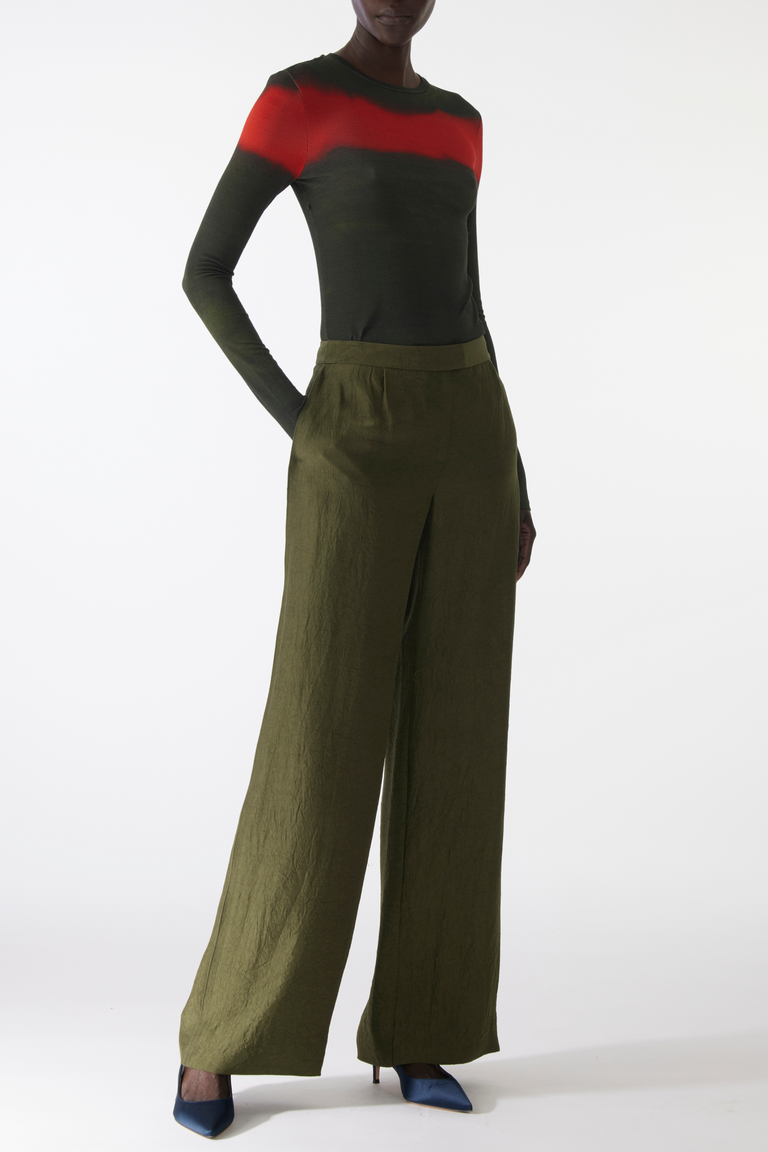 CRINKLED SATIN STRAIGHT- LEG TROUSERS view 2