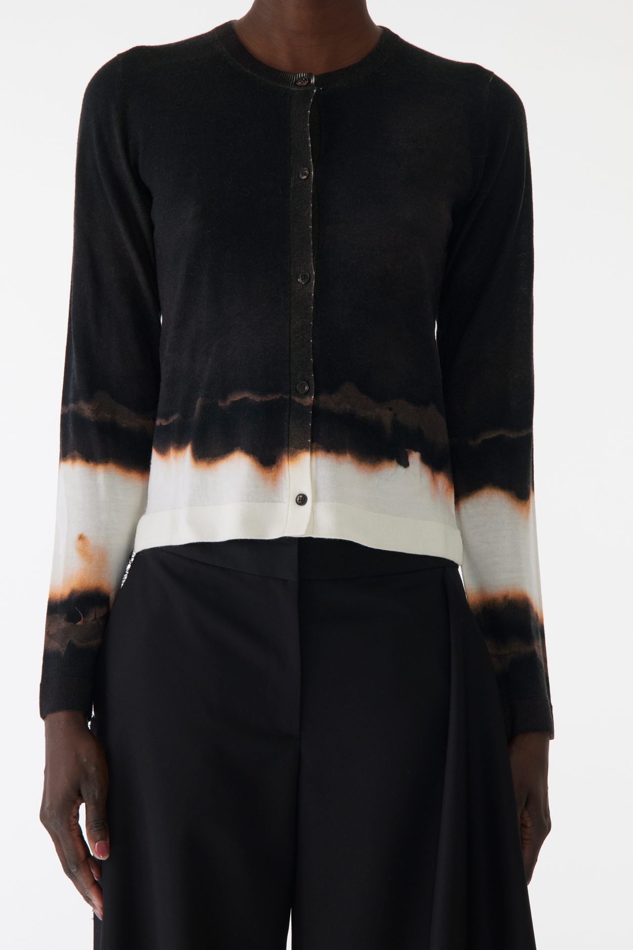 OMBRE DIFUSSED STRIPE WOOL CARDIGAN view 1