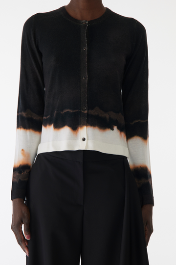 OMBRE DIFUSSED STRIPE WOOL CARDIGAN view 1