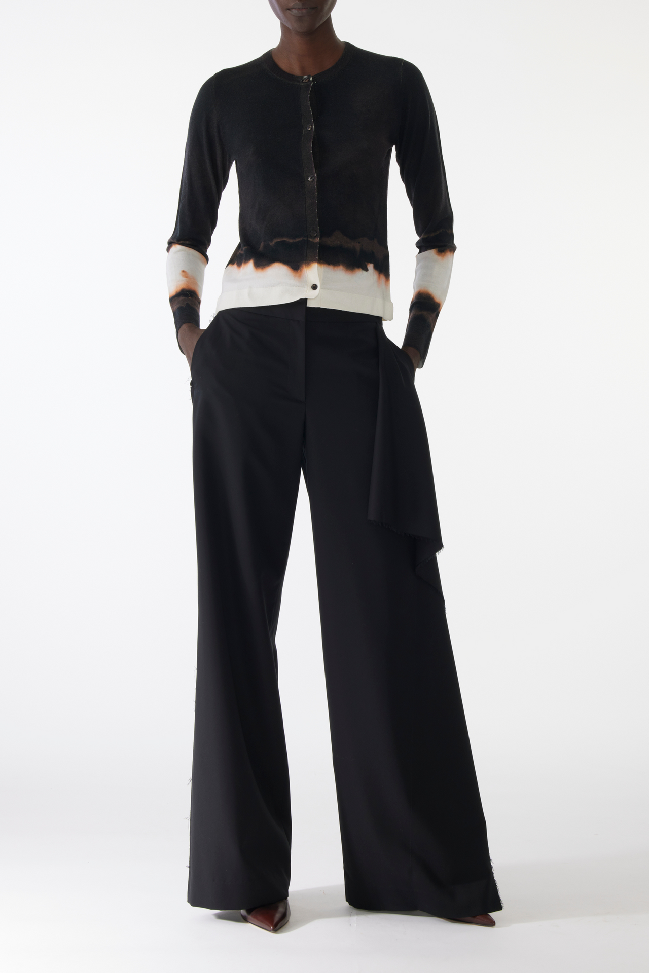 OMBRE DIFUSSED STRIPE WOOL CARDIGAN view 2