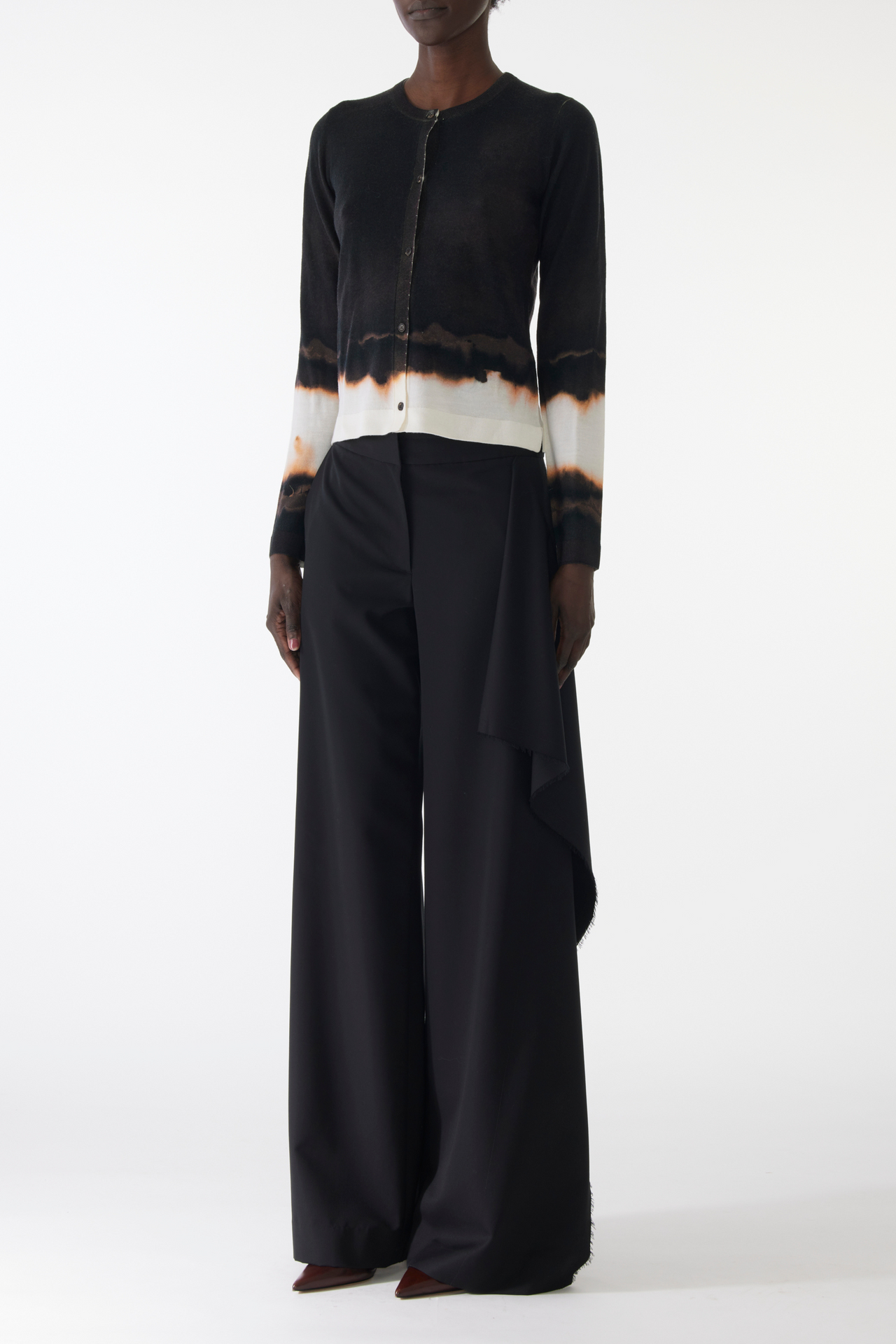OMBRE DIFUSSED STRIPE WOOL CARDIGAN view 3