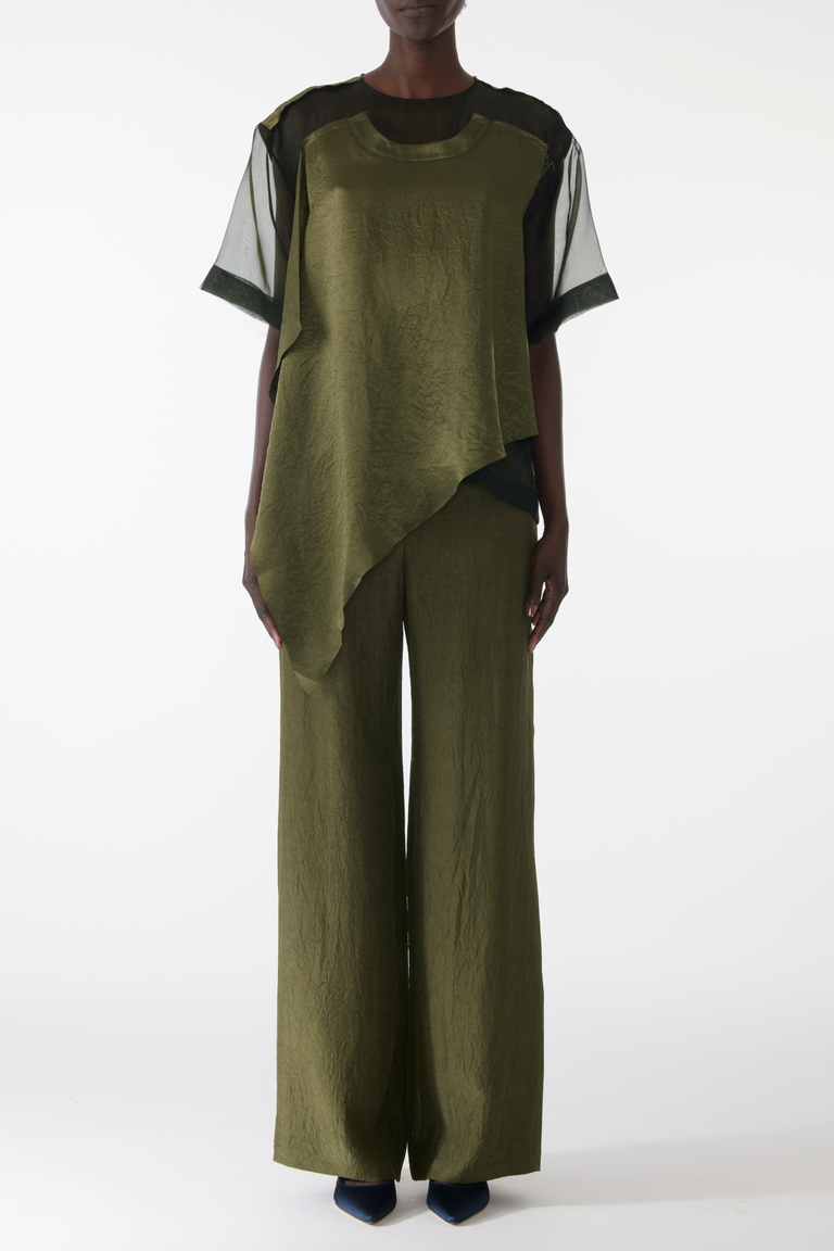ORGANZA AND CRINKLED SATIN T-SHIRT view 2