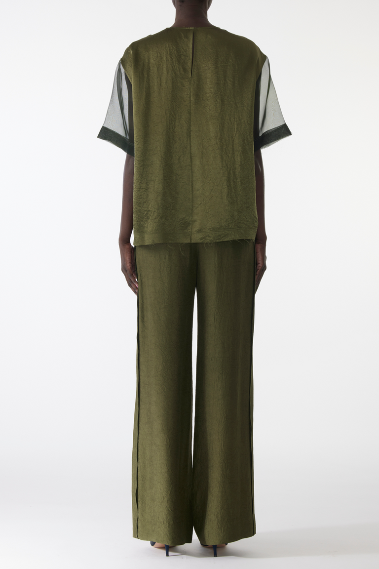 ORGANZA AND CRINKLED SATIN T-SHIRT view 3