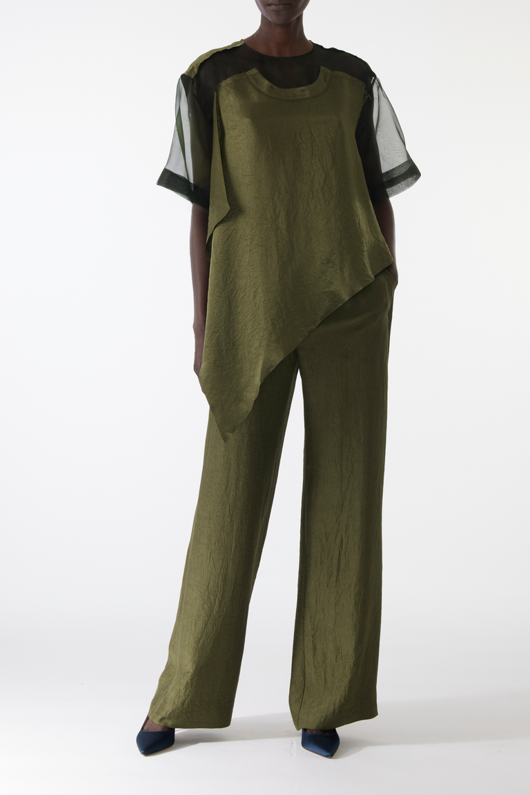 ORGANZA AND CRINKLED SATIN T-SHIRT view 1