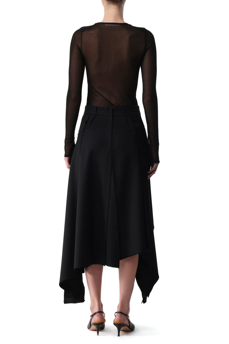 LONG SLEEVE KNIT TOP WITH SHEER V-NECK view 4