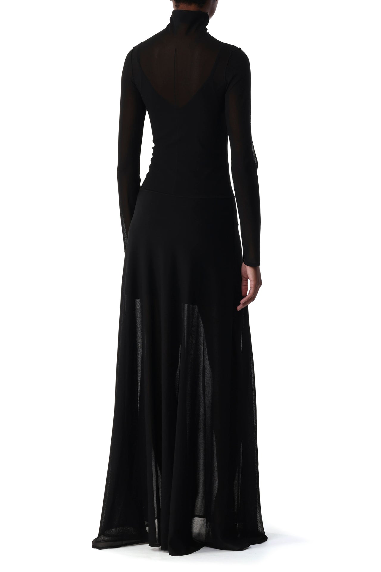 HIGH TURTLENECK LONG SLEEVE KNIT DRESS WITH V-NECK view 3