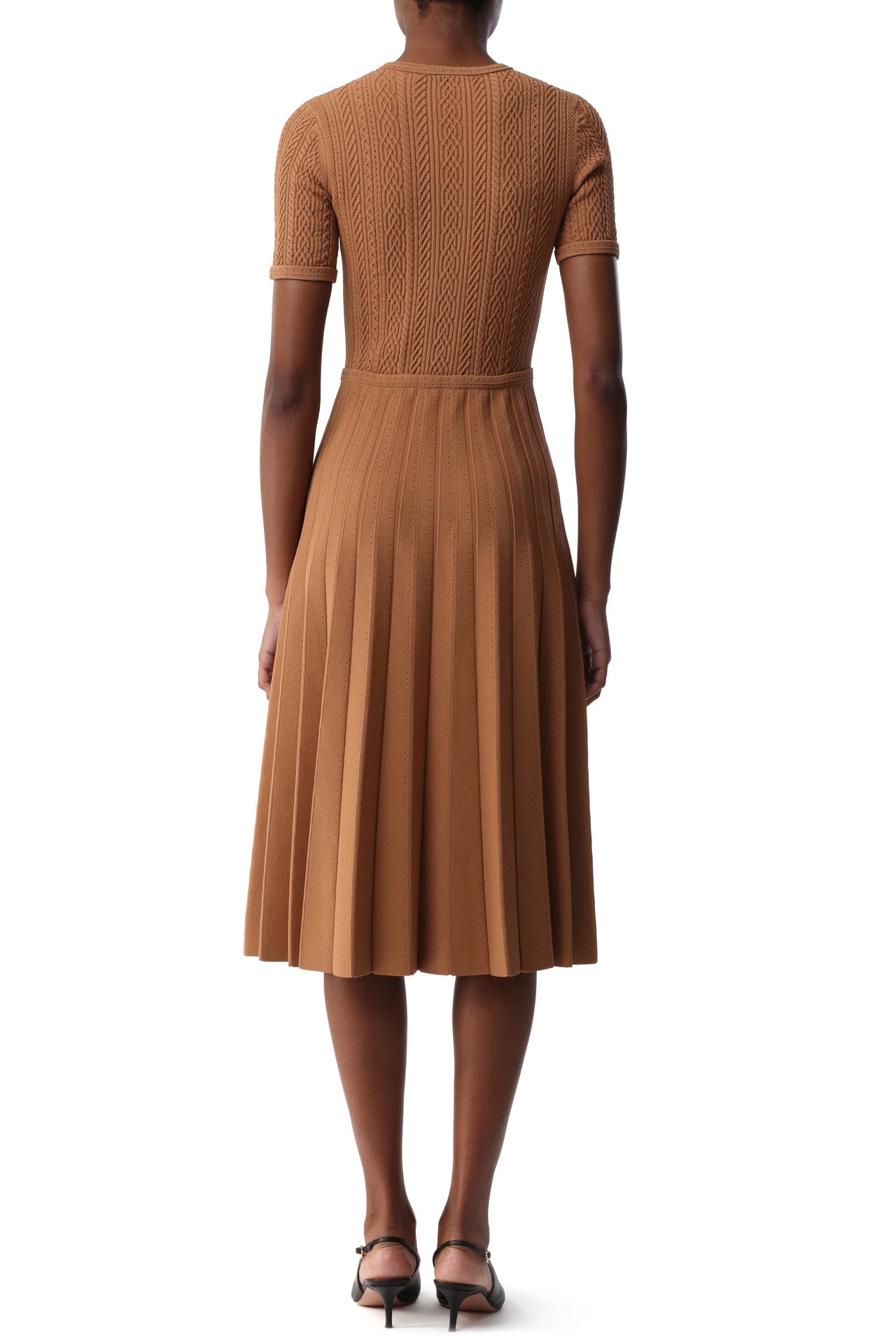 SHORT SLEEVE CABLE KNIT MIDI DRESS view 3