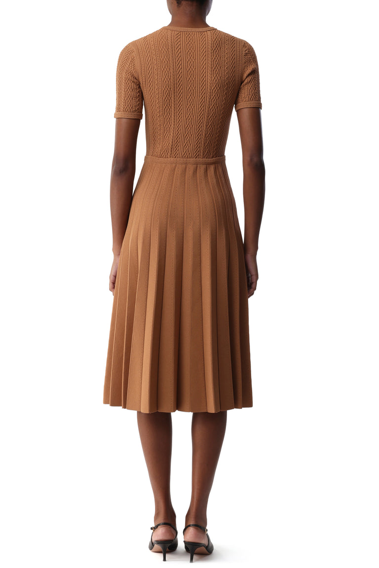 SHORT SLEEVE CABLE KNIT MIDI DRESS view 3