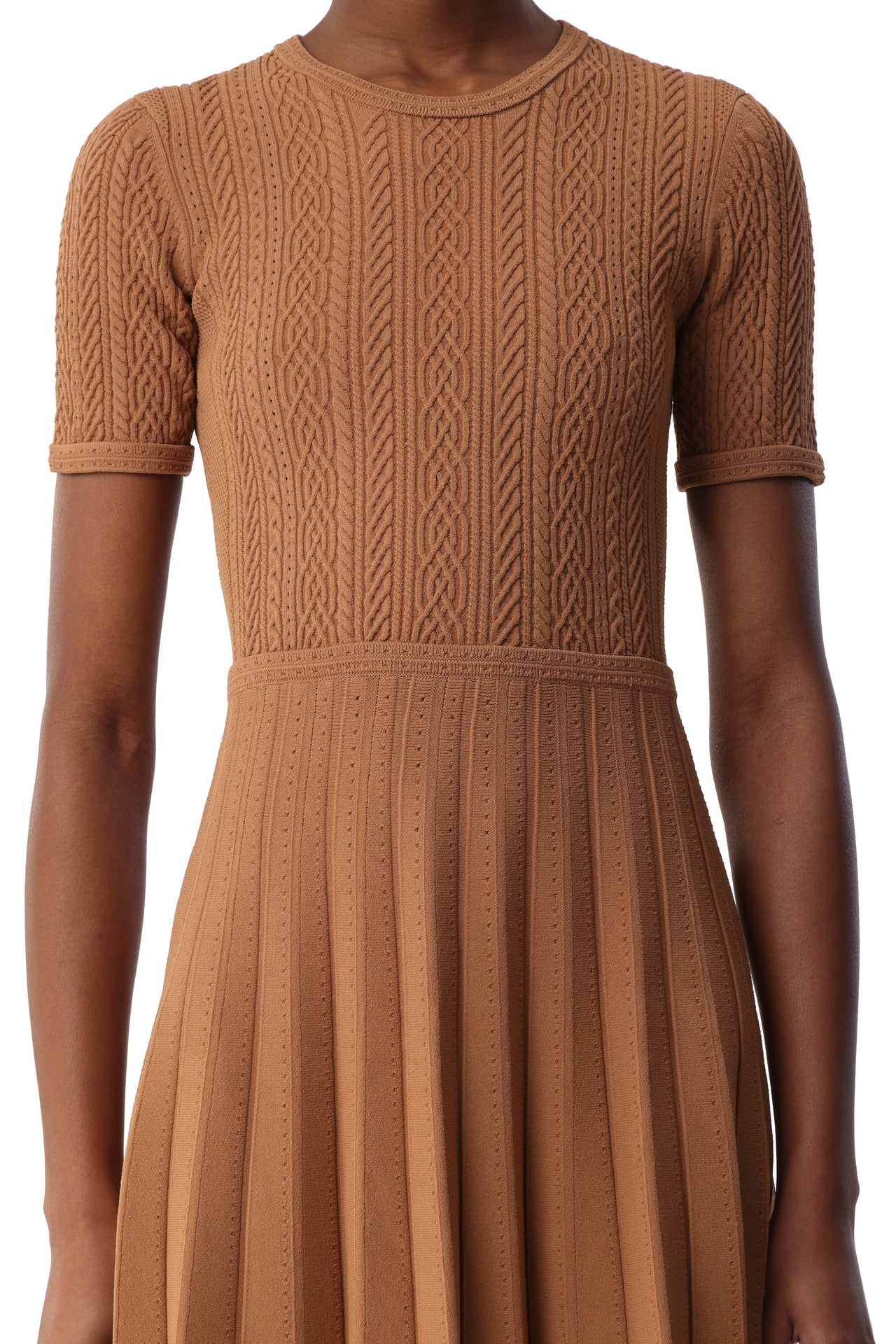 SHORT SLEEVE CABLE KNIT MIDI DRESS view 4