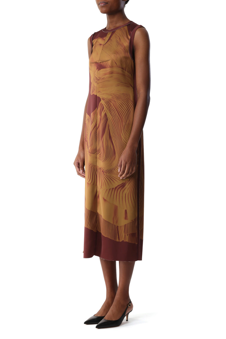 DANCING PLEAT DOUBLE-FACE SATIN SHEATH DRESS view 2