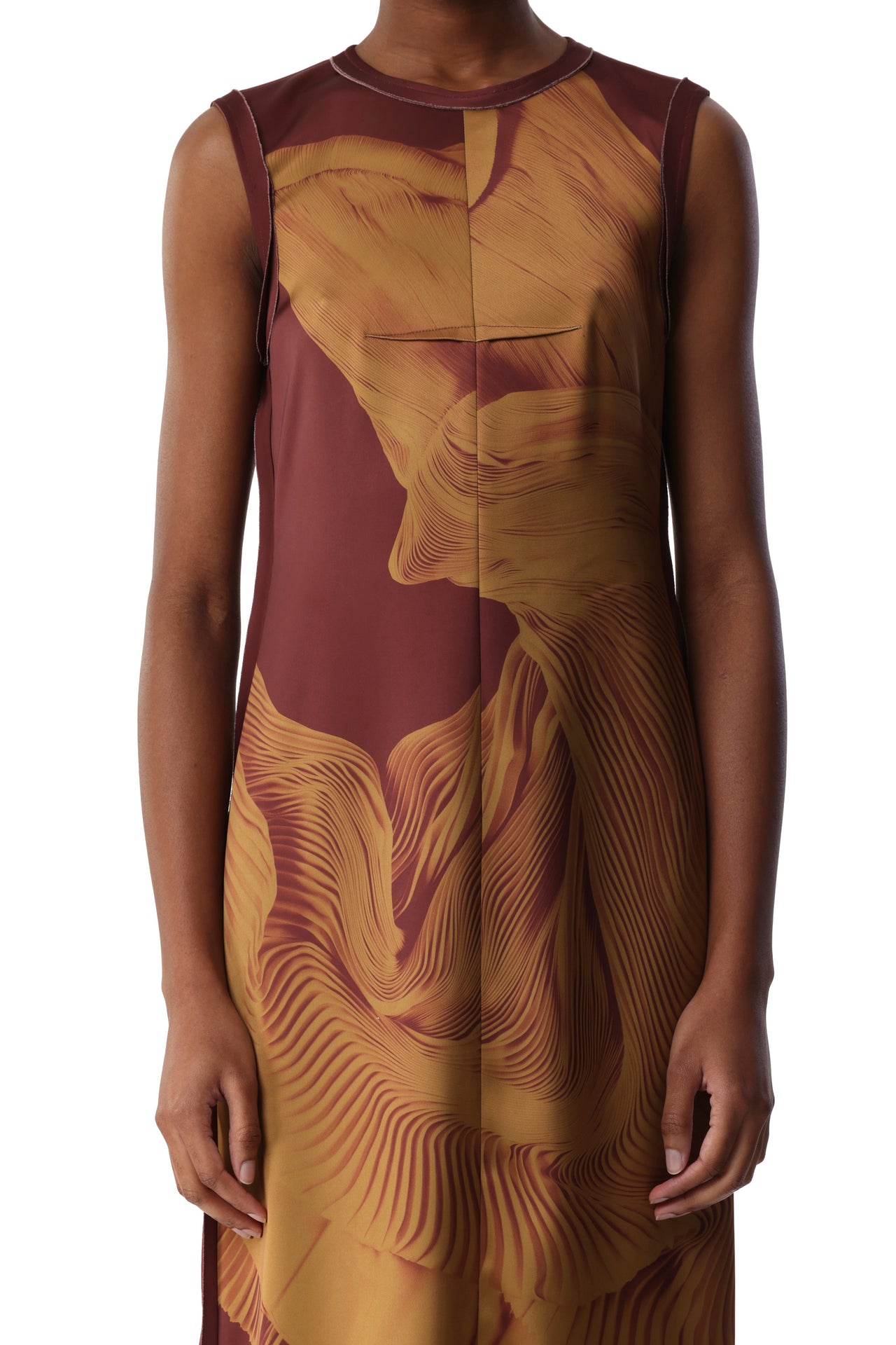 DANCING PLEAT DOUBLE-FACE SATIN SHEATH DRESS view 4