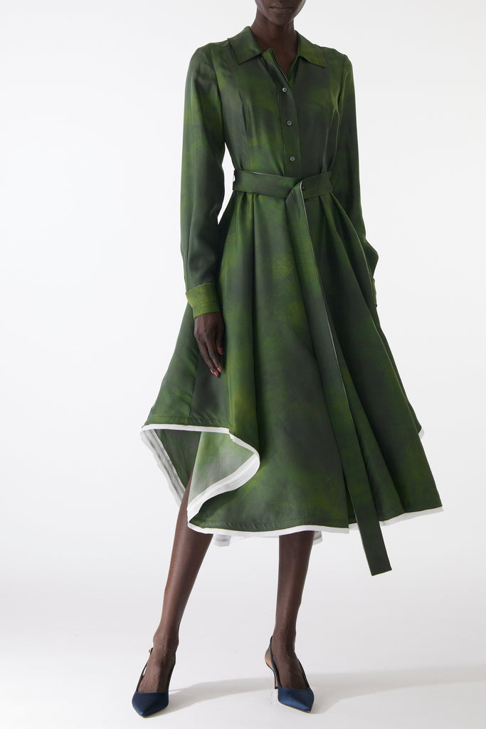 SMUDGED CANVAS SILK TWILL SHIRTDRESS WITH BELT – Jason Wu Studio