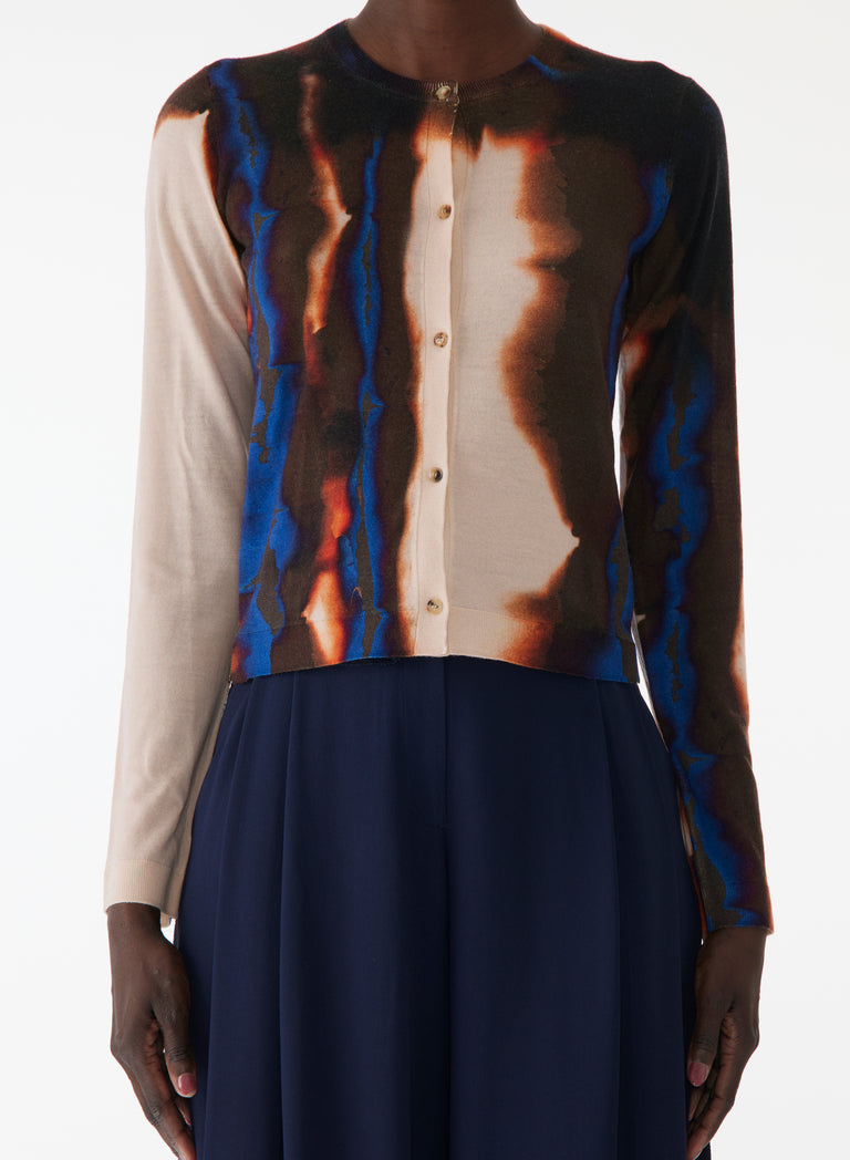DIFFUSED OMBRE STRIPE WOOL CARDIGAN view 4