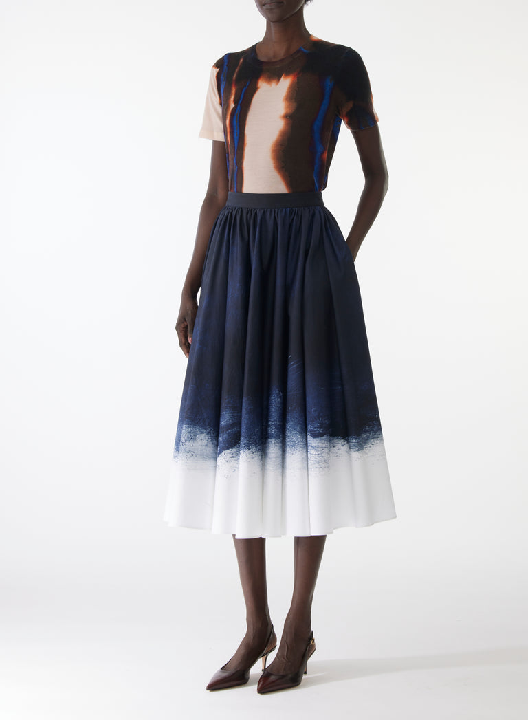 DIFFUSED OMBRE STRIPE WOOL SHORT SLEEVE SWEATER view 2