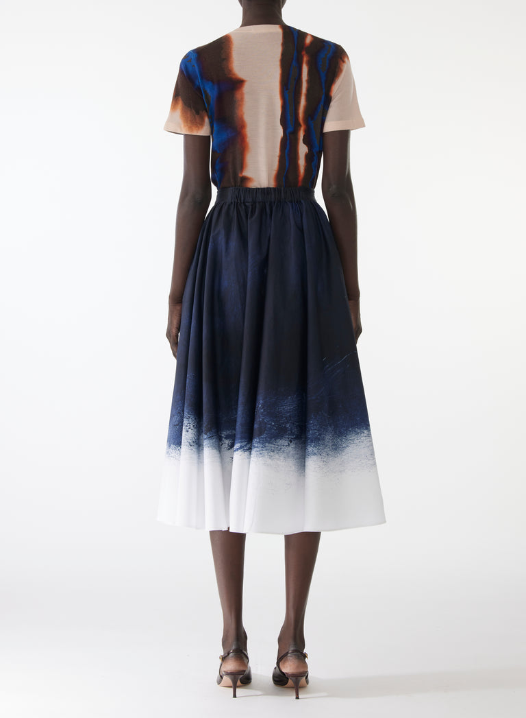 DIFFUSED OMBRE STRIPE WOOL SHORT SLEEVE SWEATER view 3