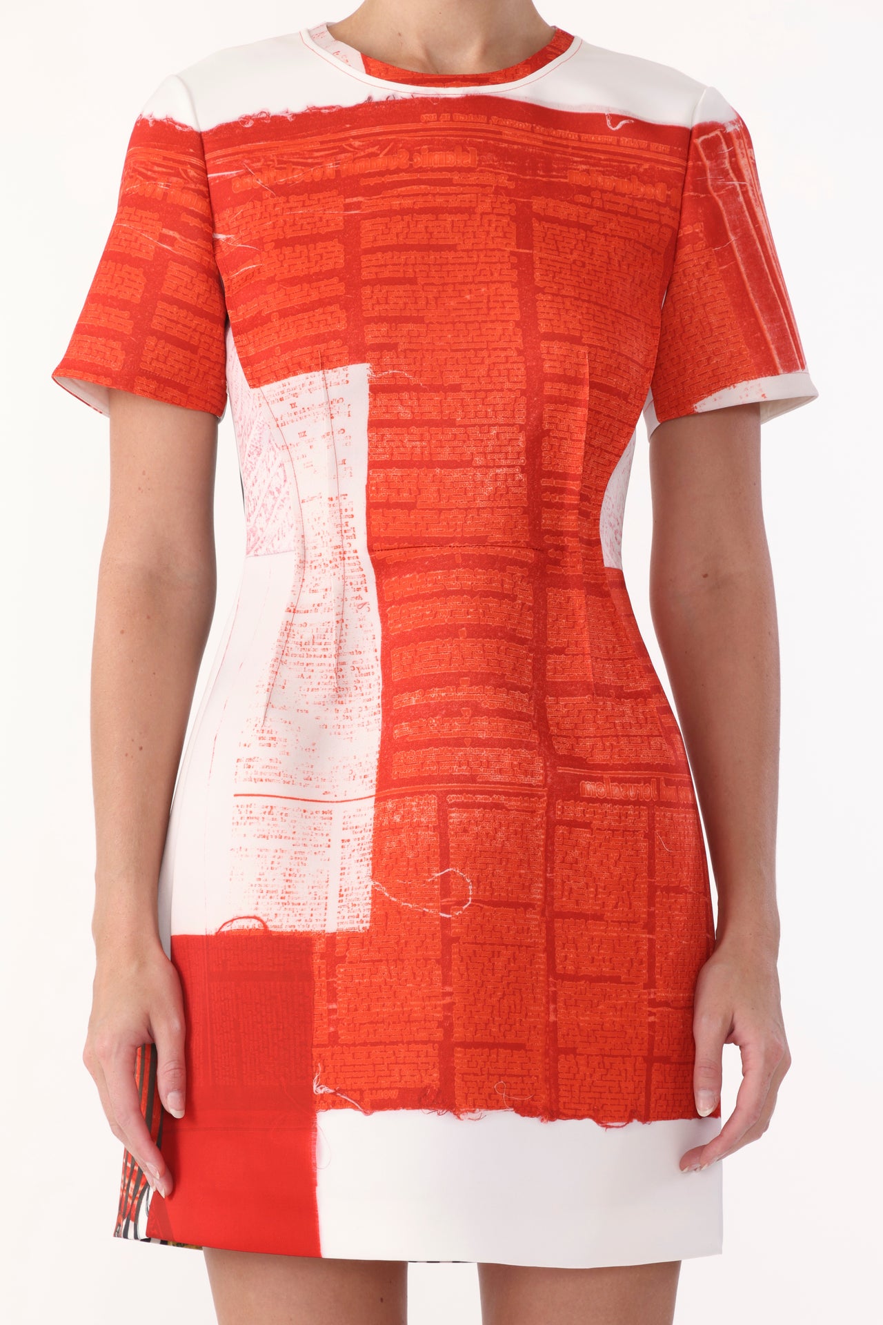 MATTE DUCHESS MINI A-LINE DRESS WITH CAT PAWS ARTWORK BY ROBERT RAUSCHENBERG view 5