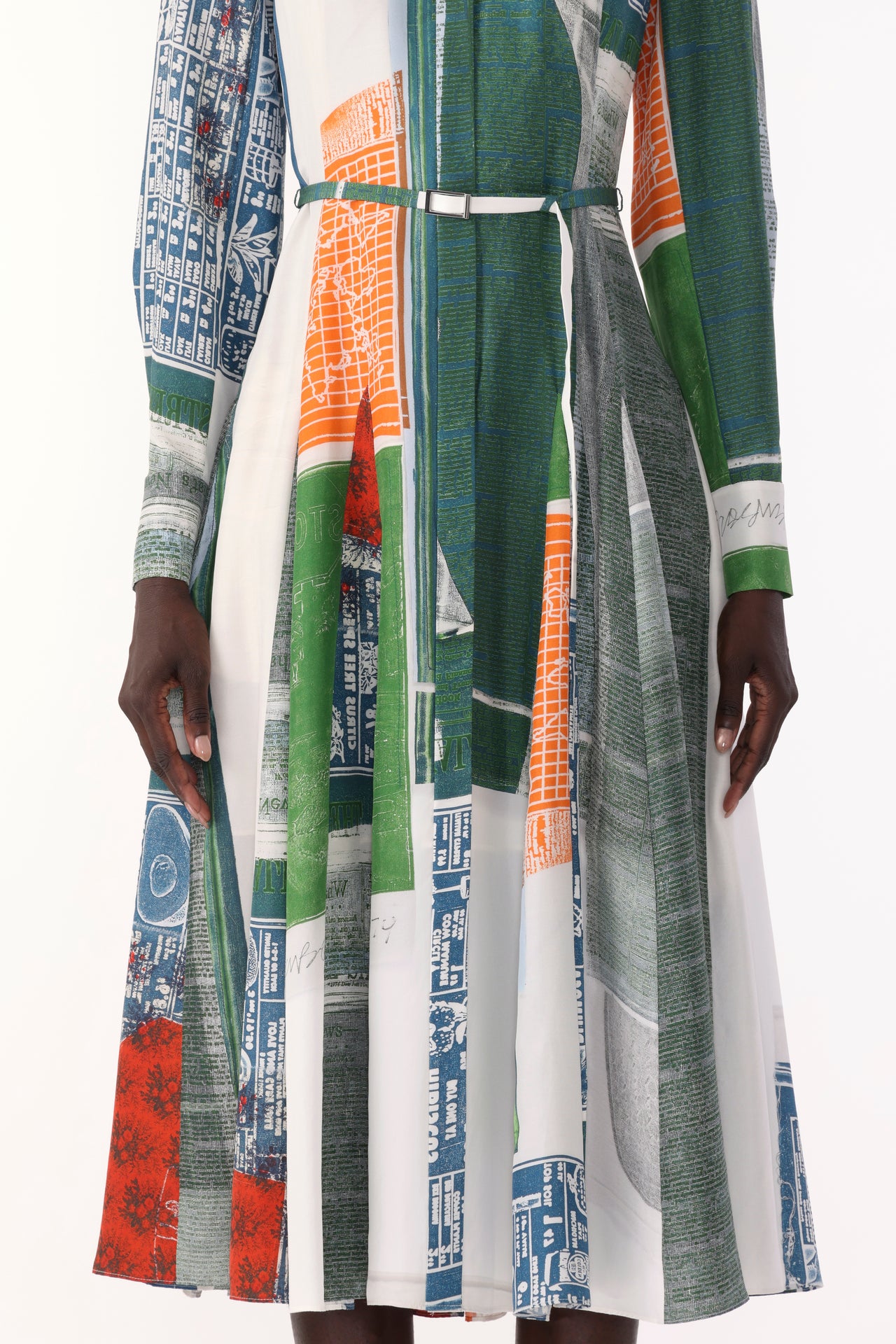 SANDWASHED SILK MIDI SHIRTDRESS WITH PLATTER ARTWORK BY ROBERT RAUSCHENBERG view 5