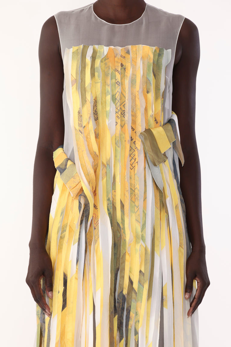 SLEEVELESS STRIP TANK GOWN WITH SULPHUR BANK ARTWORK BY ROBERT RAUSCHENBERG view 4