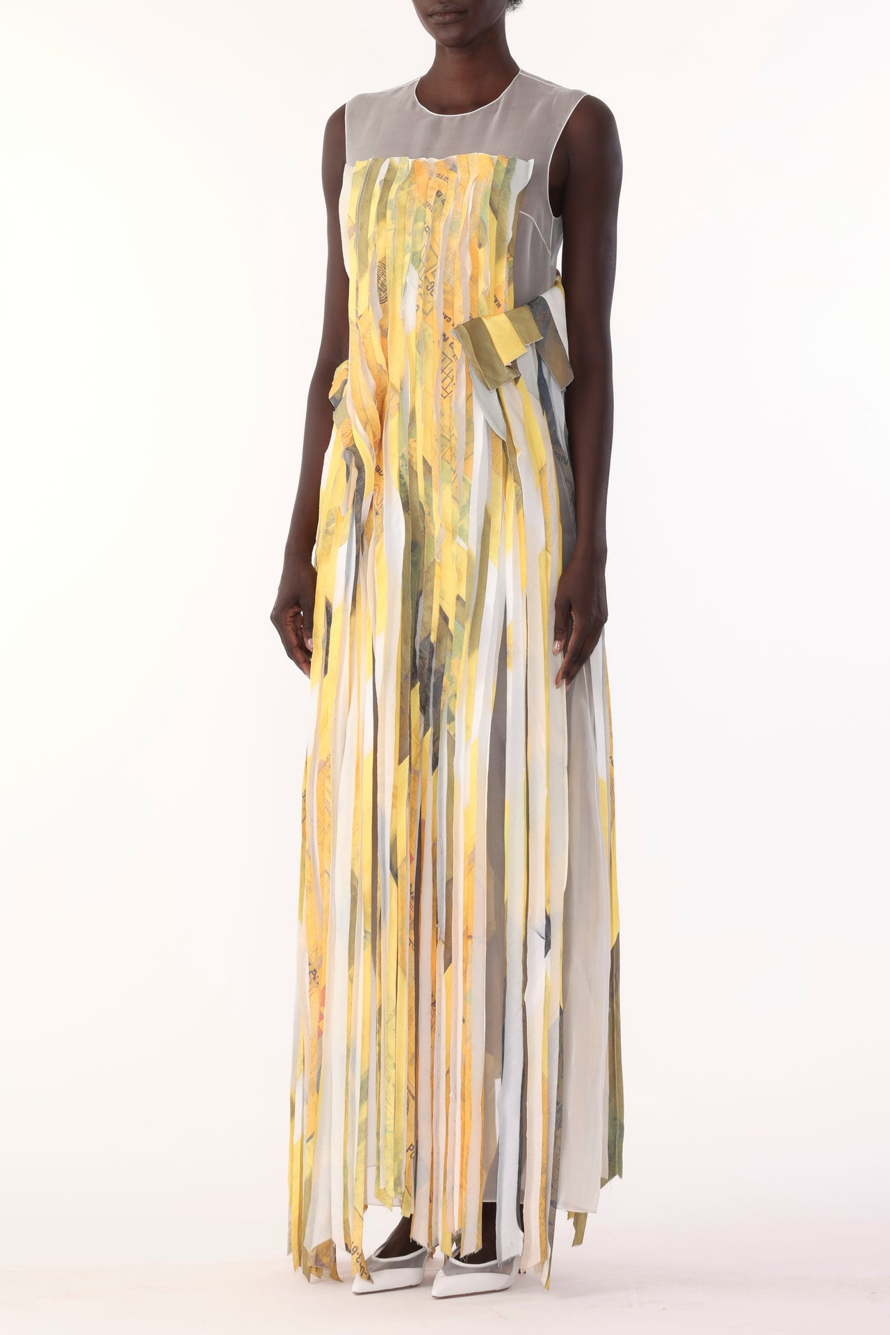 SLEEVELESS STRIP TANK GOWN WITH SULPHUR BANK ARTWORK BY ROBERT RAUSCHENBERG view 2
