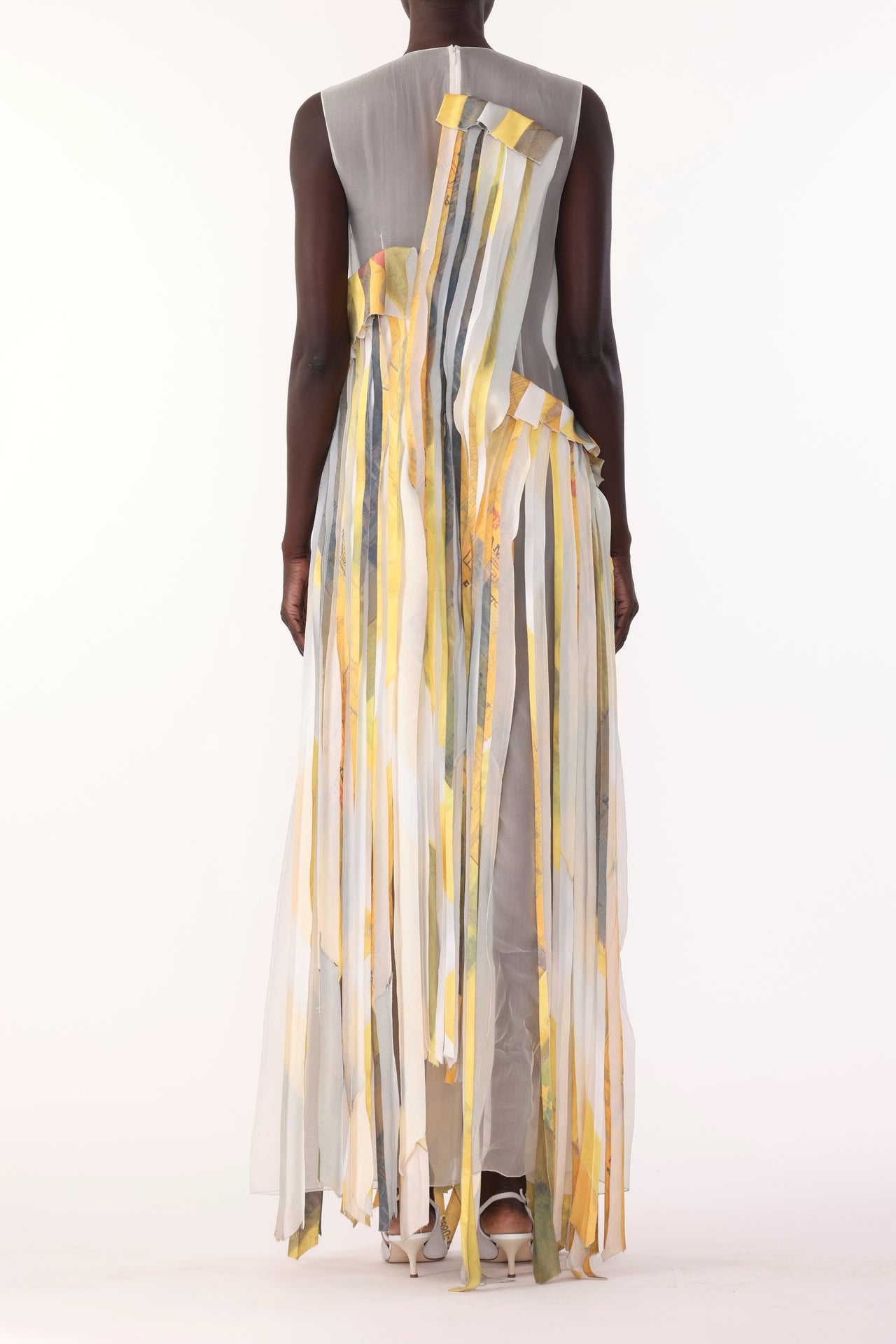 SLEEVELESS STRIP TANK GOWN WITH SULPHUR BANK ARTWORK BY ROBERT RAUSCHENBERG view 3