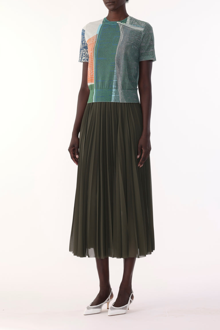 SHORT SLEEVE KNIT TOP WITH PLATTER ARTWORK BY ROBERT RAUSCHENBERG view 3