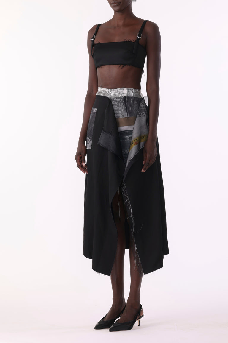 COLLAGE MIDI SKIRT WITH SHEEPHEAD ARTWORK BY ROBERT RAUSCHENBERG view 3