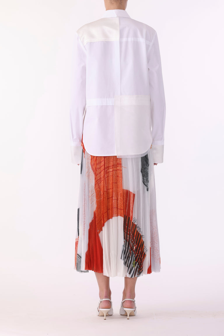 COLLAGE LONG SLEEVE ZIP-UP COTTON SHIRT view 4