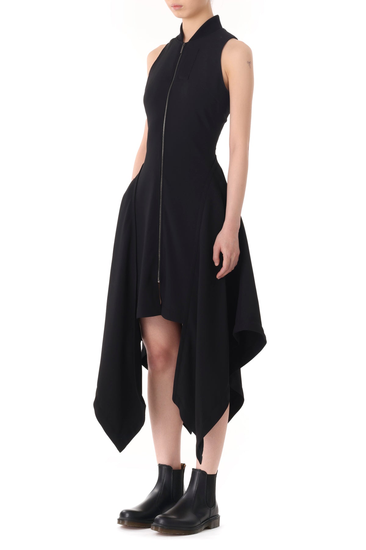 FLUID CREPE BOMBER FIT AND FLARE DRESS view 2
