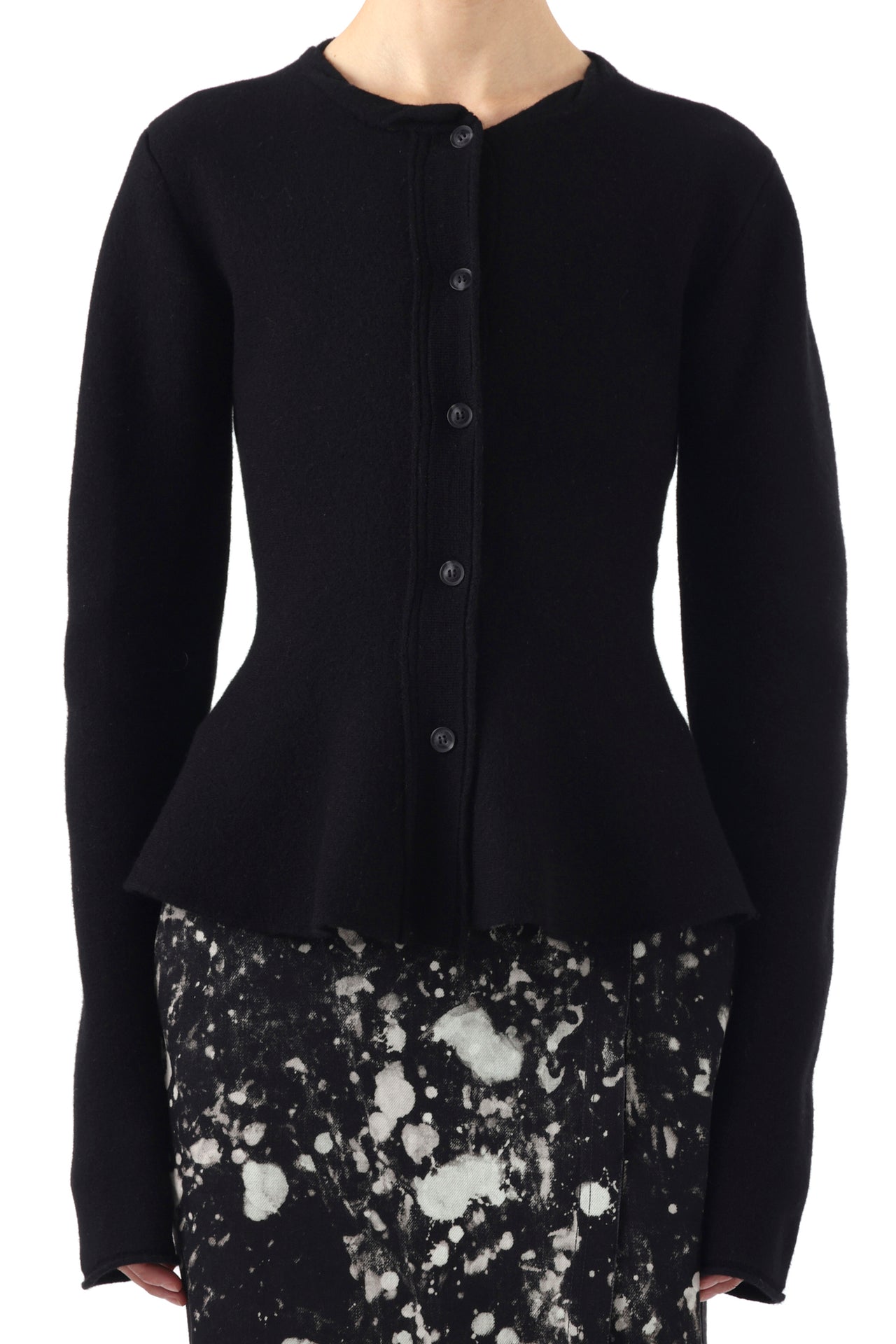 BOILED WOOL CARDIGAN WITH PEPLUM view 2