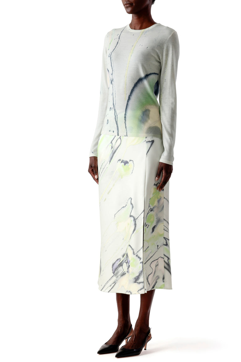WATERCOLOR FLORAL MERINO SWEATER view 3