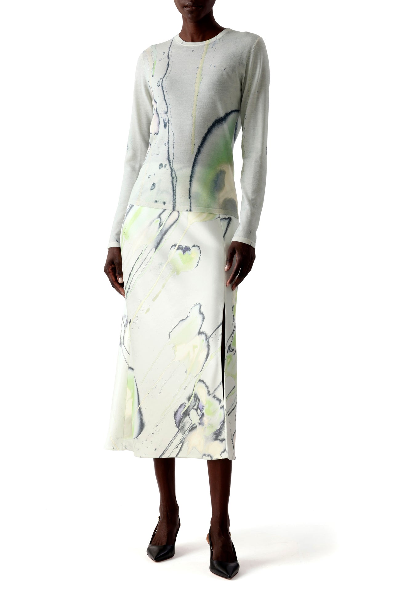 WATERCOLOR FLORAL MERINO SWEATER view 4