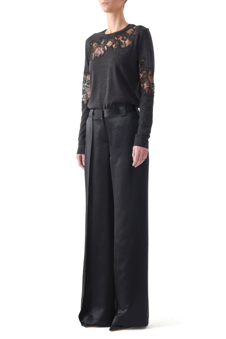 MERINO CREWNECK SWEATER WITH LACE view 3