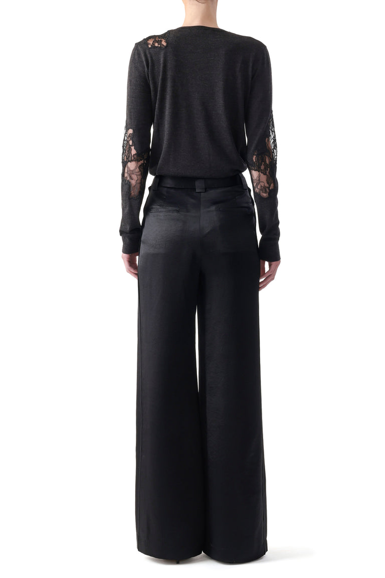 MERINO CREWNECK SWEATER WITH LACE view 4