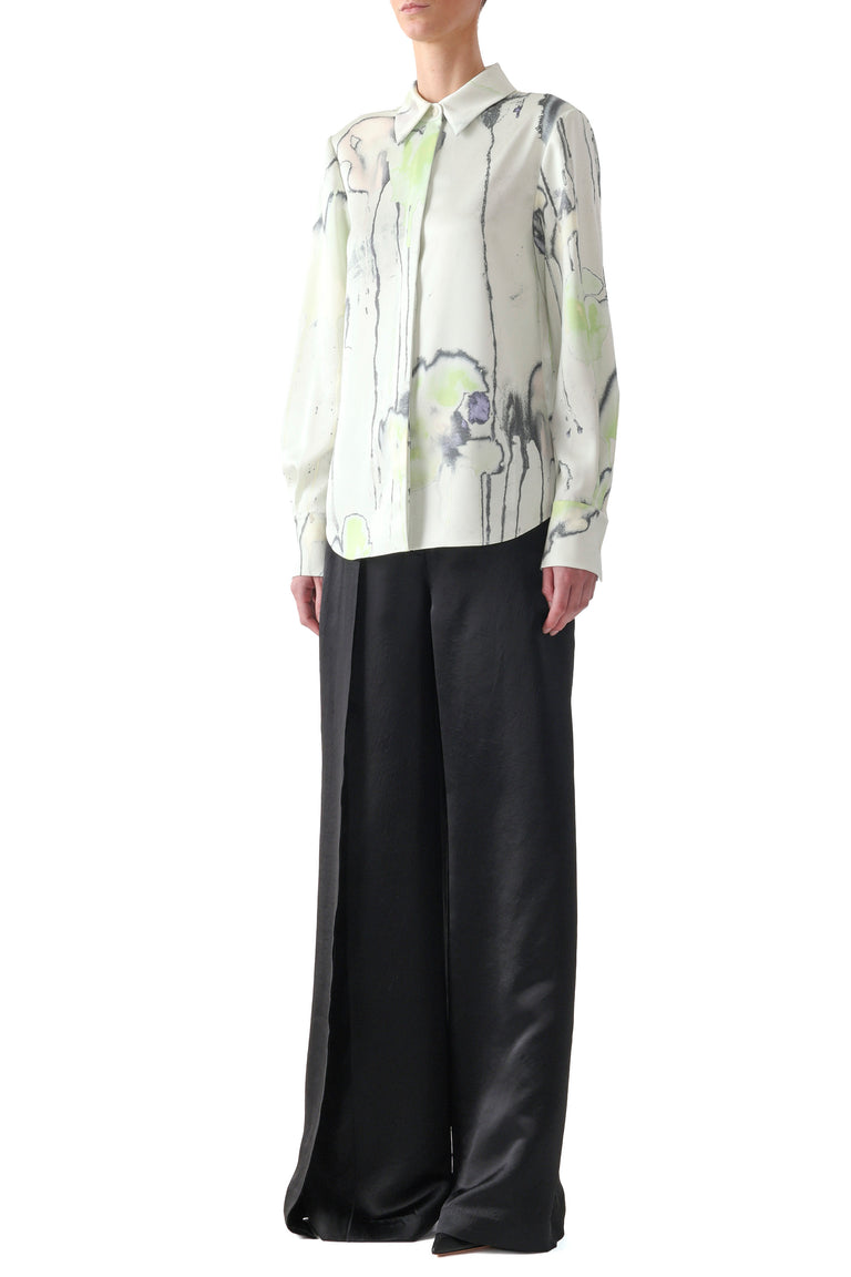 WATERCOLOR FLORAL SILK TWILL BUTTON UP SHIRT view 3