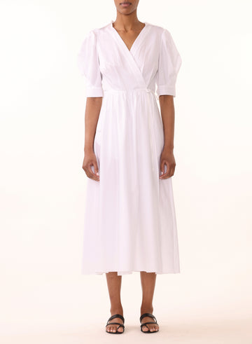 COTTON SATEEN SHORT SLEEVE DAY DRESS view 1