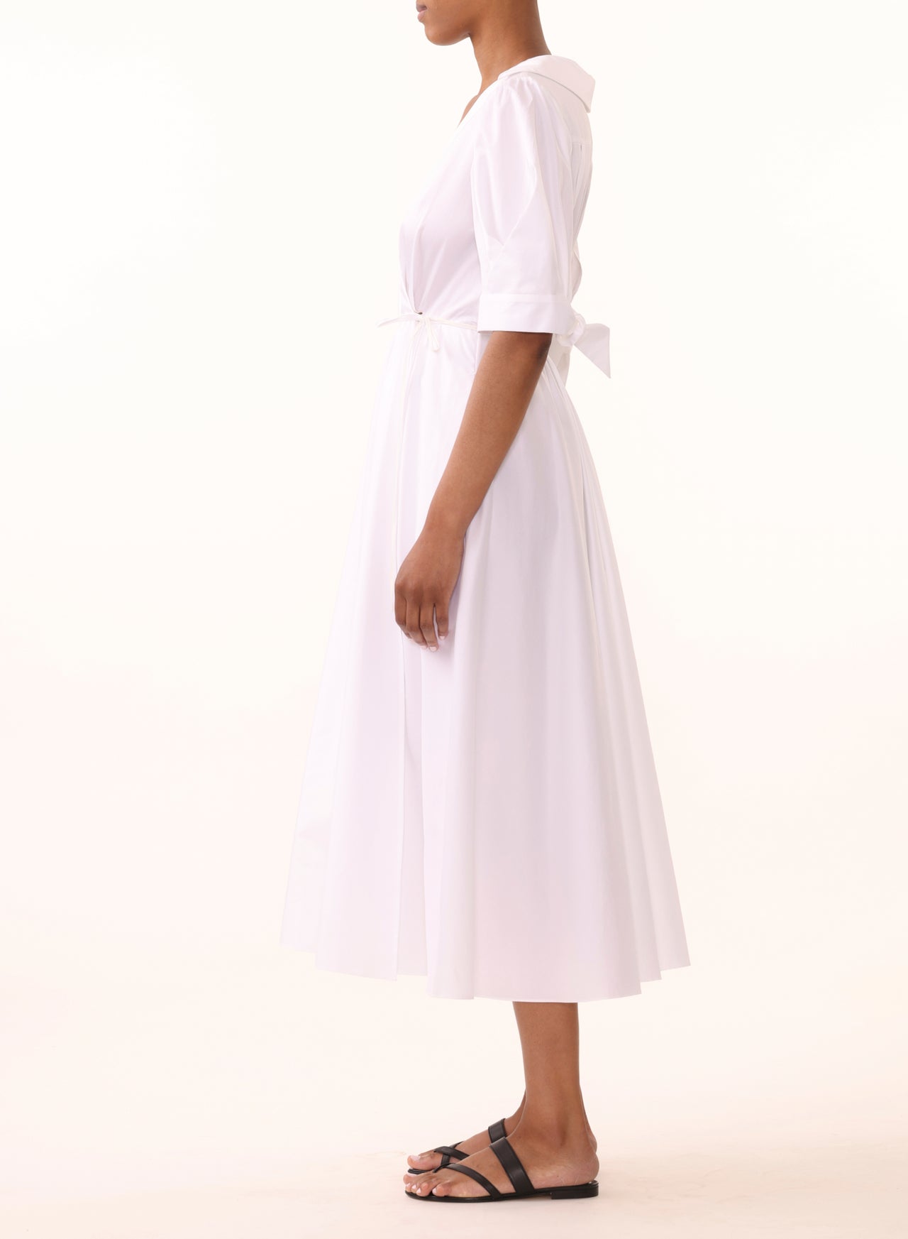 COTTON SATEEN SHORT SLEEVE DAY DRESS view 2