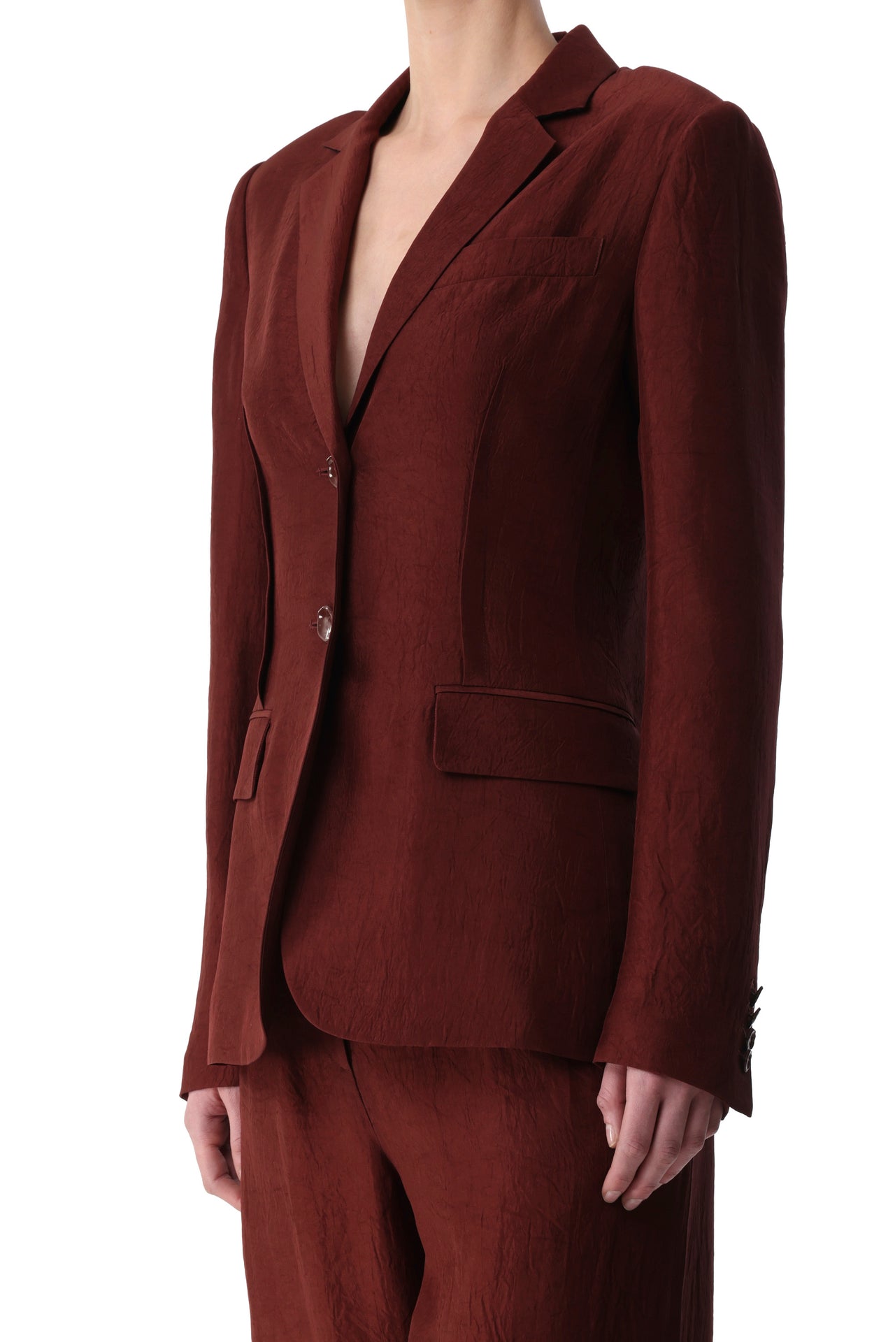 CRINKLED SATIN SINGLE-BREASTED BLAZER view 4